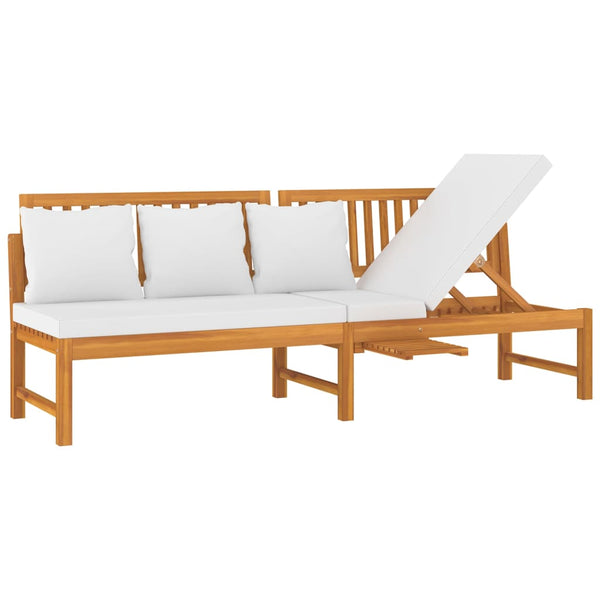 Daybed vidaxL avec coussins crème 200x60x75 cm Bois d'acacia massif