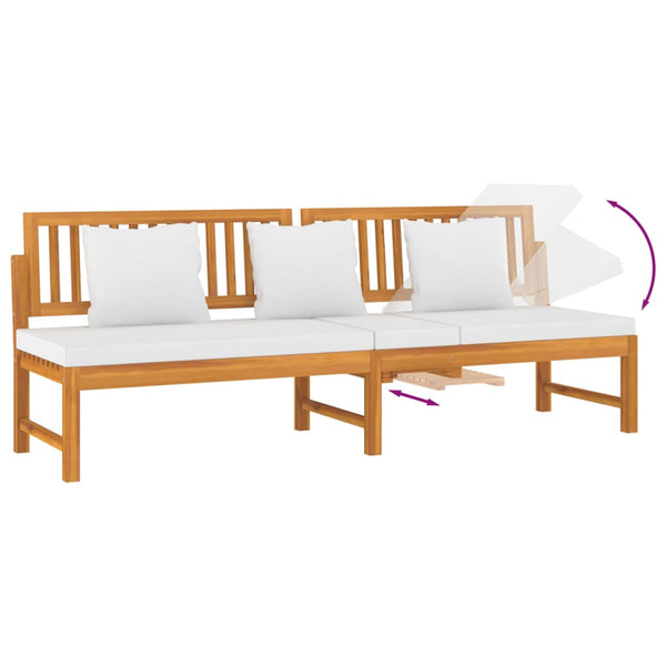 Daybed vidaxL avec coussins crème 200x60x75 cm Bois d'acacia massif