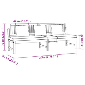 Daybed vidaxL avec coussins crème 200x60x75 cm Bois d'acacia massif