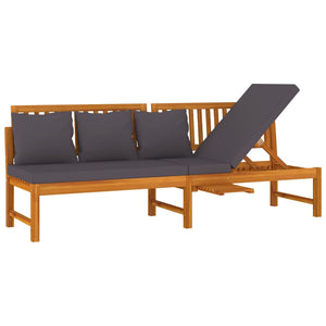 vidaXL Lit de repos avec coussins gris 200x60x75 cm Bois d'acacia massif