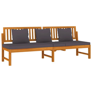 vidaXL Lit de repos avec coussins gris 200x60x75 cm Bois d'acacia massif