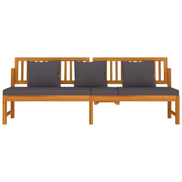vidaXL Lit de repos avec coussins gris 200x60x75 cm Bois d'acacia massif