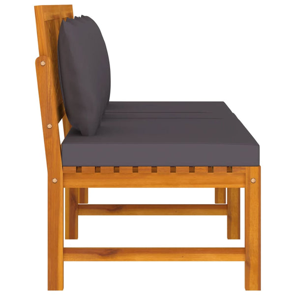 vidaXL Lit de repos avec coussins gris 200x60x75 cm Bois d'acacia massif