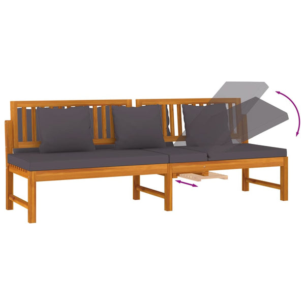 vidaXL Lit de repos avec coussins gris 200x60x75 cm Bois d'acacia massif
