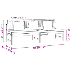 vidaXL Lit de repos avec coussins gris 200x60x75 cm Bois d'acacia massif