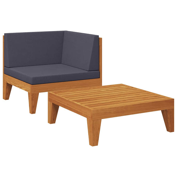 2-tlg. Garten-Lounge-Set mit Auflagen Massivholz Akazie