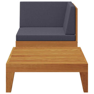 2-tlg. Garten-Lounge-Set mit Auflagen Massivholz Akazie