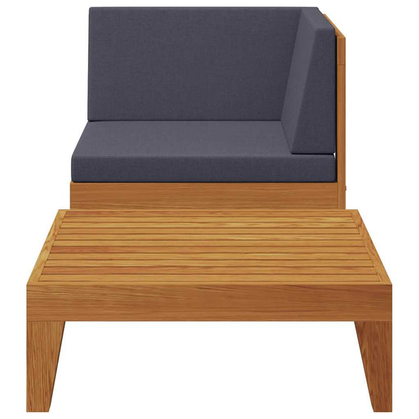 2-tlg. Garten-Lounge-Set mit Auflagen Massivholz Akazie