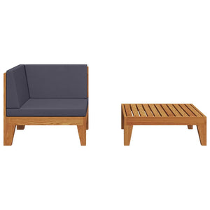 2-tlg. Garten-Lounge-Set mit Auflagen Massivholz Akazie