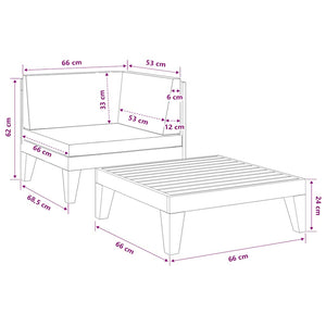 2-tlg. Garten-Lounge-Set mit Auflagen Massivholz Akazie