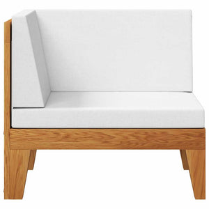 Modular-Ecksofa mit Cremeweißen Kissen Akazie Massivholz