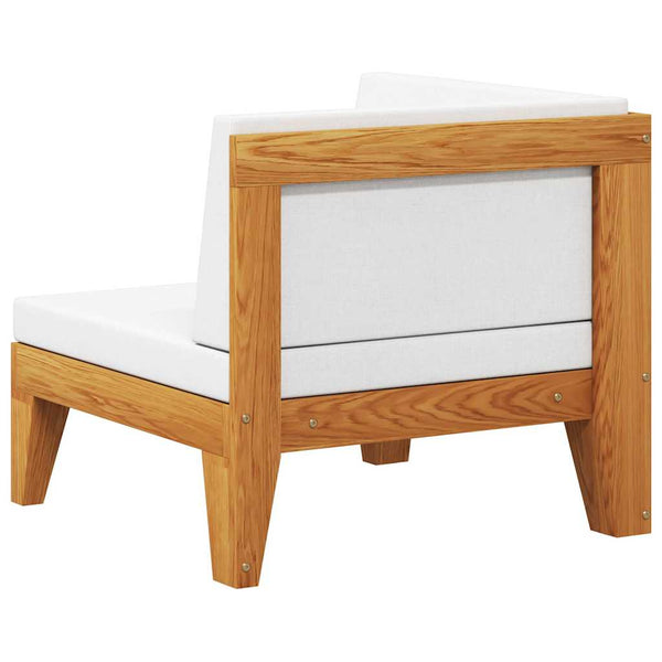 Modular-Ecksofa mit Cremeweißen Kissen Akazie Massivholz