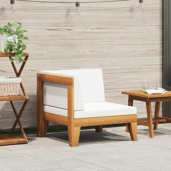 Modular-Ecksofa mit Cremeweißen Kissen Akazie Massivholz