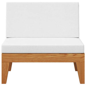 Modular-Mittelsofa mit Cremeweißen Kissen Akazie Massivholz