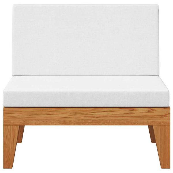 Modular-Mittelsofa mit Cremeweißen Kissen Akazie Massivholz
