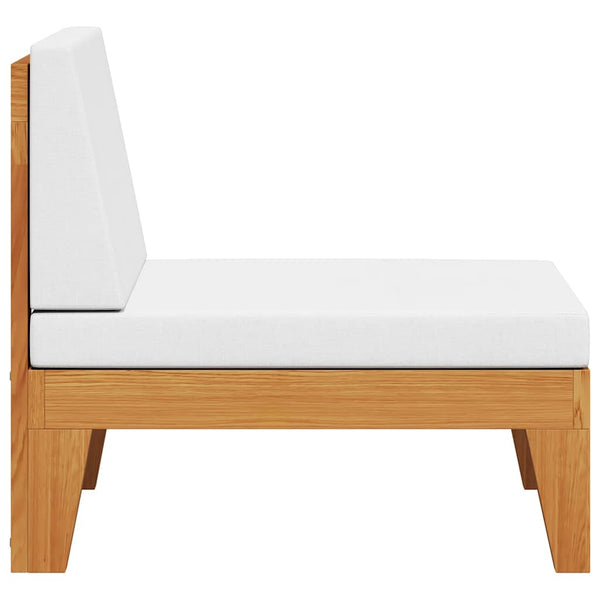 Modular-Mittelsofa mit Cremeweißen Kissen Akazie Massivholz