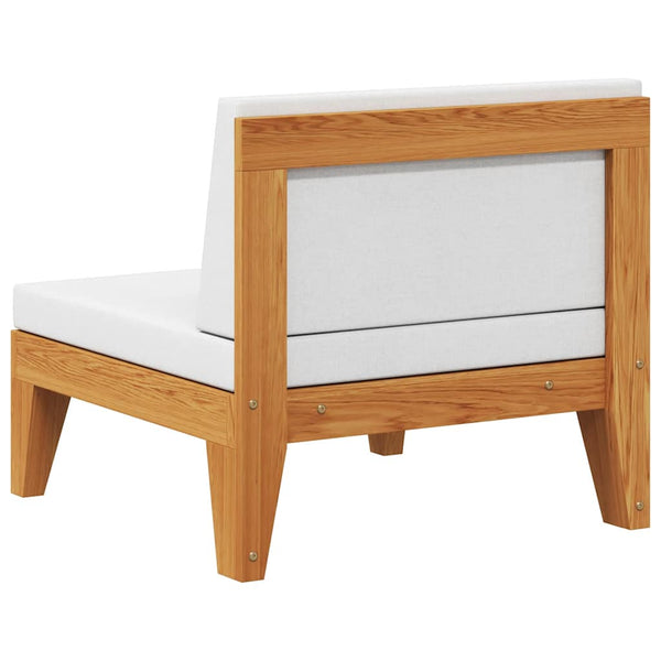 Modular-Mittelsofa mit Cremeweißen Kissen Akazie Massivholz