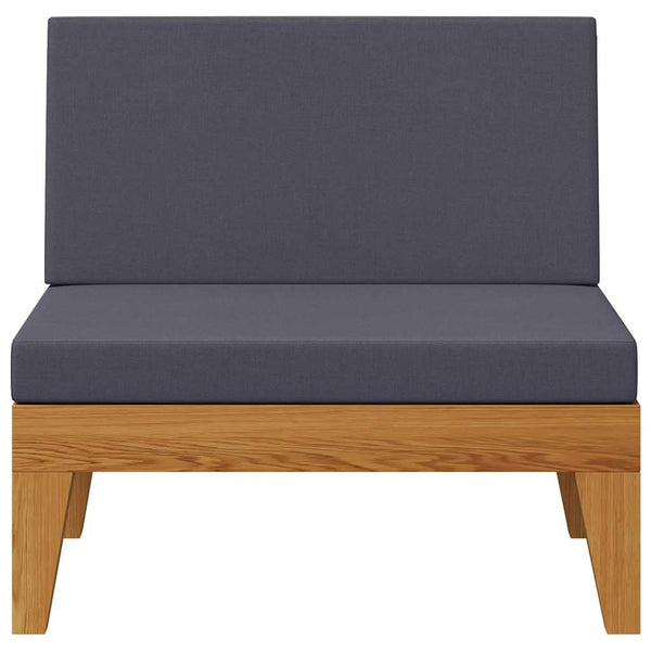 Modular-Mittelsofa mit Dunkelgrauen Kissen Akazie Massivholz