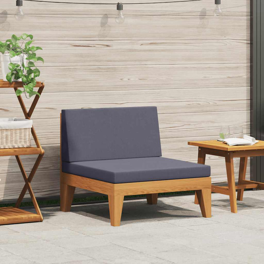 Modular-Mittelsofa mit Dunkelgrauen Kissen Akazie Massivholz
