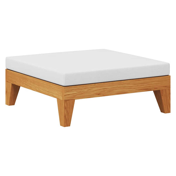 Modular-Fußhocker mit Cremeweißen Kissen Akazie Massivholz