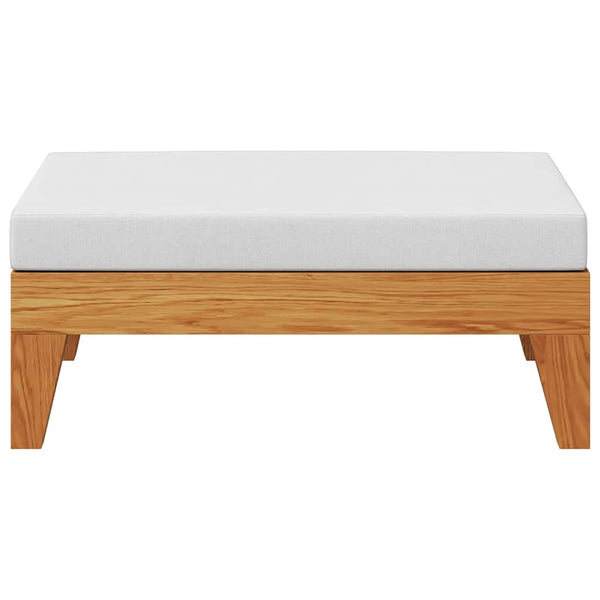 Modular-Fußhocker mit Cremeweißen Kissen Akazie Massivholz