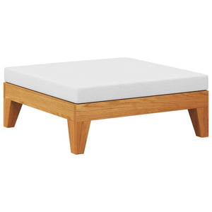 Modular-Fußhocker mit Cremeweißen Kissen Akazie Massivholz