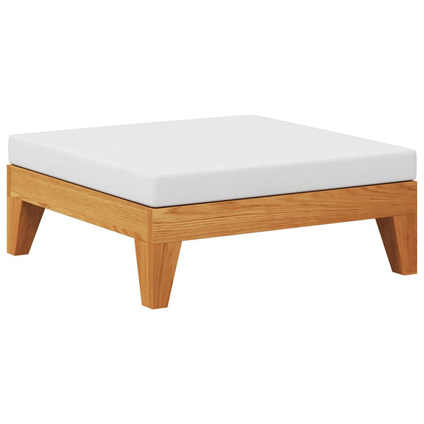 Modular-Fußhocker mit Cremeweißen Kissen Akazie Massivholz