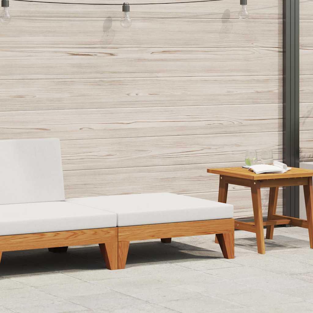 Modular-Fußhocker mit Cremeweißen Kissen Akazie Massivholz