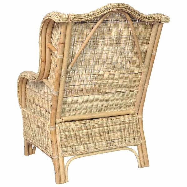 Natur-Rattan Sessel mit Leinenkissen