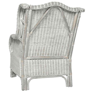 Grauer Rattan Sessel mit Leinenkissen