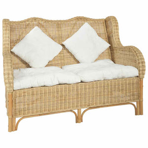 2-Sitzer Rattan Sofa mit Leinenbezug