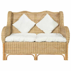 2-Sitzer Rattan Sofa mit Leinenbezug