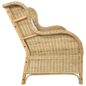 2-Sitzer Rattan Sofa mit Leinenbezug
