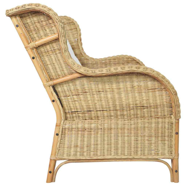 2-Sitzer Rattan Sofa mit Leinenbezug