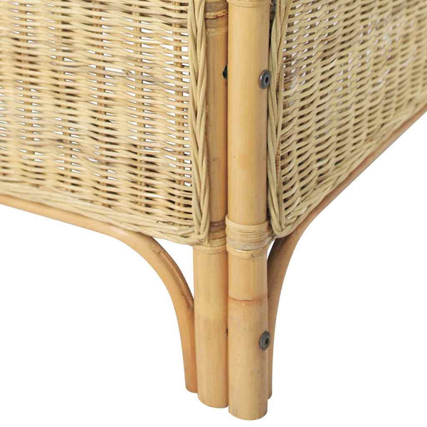 2-Sitzer Rattan Sofa mit Leinenbezug