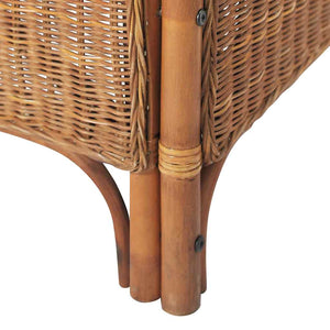 2-Sitzer Rattan Sofa Hellbraun mit Leinen