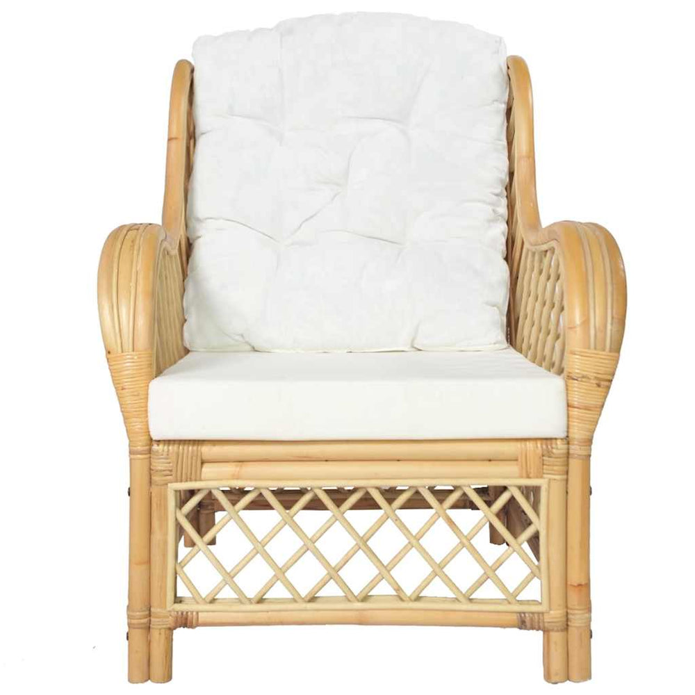 Rattan Sessel mit Leinenkissen