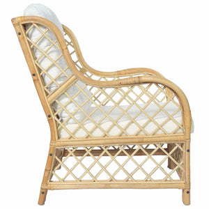 Rattan Sessel mit Leinenkissen