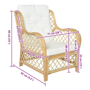 Rattan Sessel mit Leinenkissen