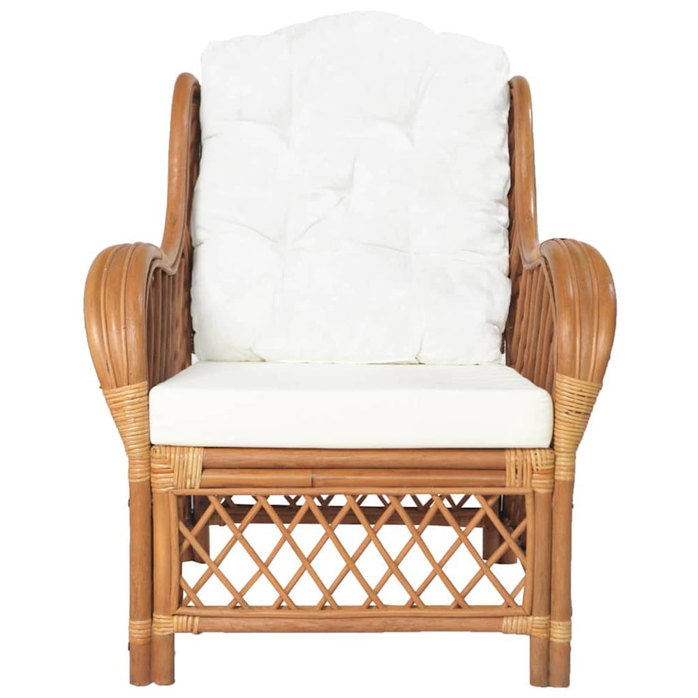Rattan Sessel mit Kissen, Hellbraun