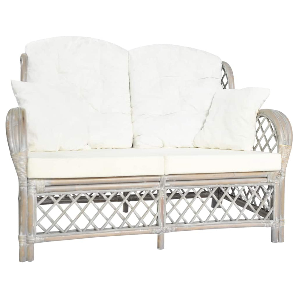 Graues 2-Sitzer Rattan Sofa