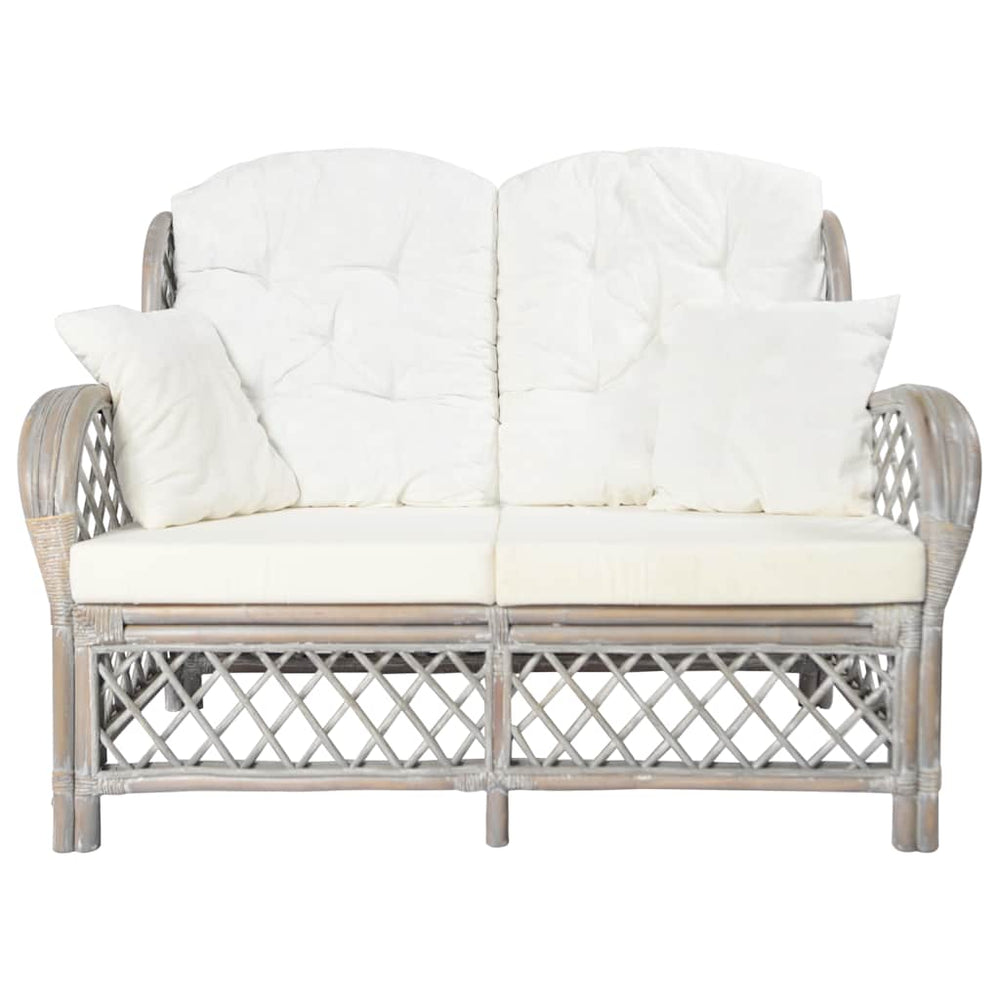 Graues 2-Sitzer Rattan Sofa