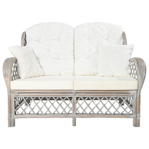 Graues 2-Sitzer Rattan Sofa