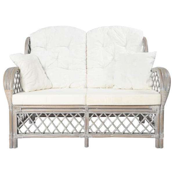 Graues 2-Sitzer Rattan Sofa