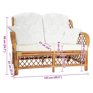 2-Sitzer Rattan Sofa Hellbraun