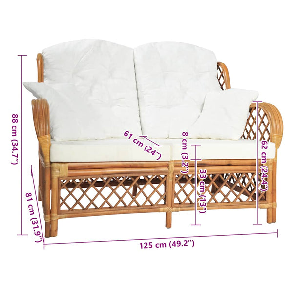 2-Sitzer Rattan Sofa Hellbraun