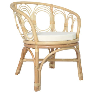 Esszimmerstuhl Rattan mit Leinenkissen