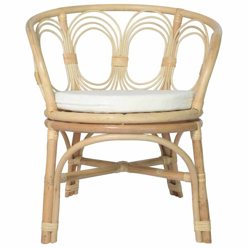 Esszimmerstuhl Rattan mit Leinenkissen