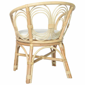 Esszimmerstuhl Rattan mit Leinenkissen