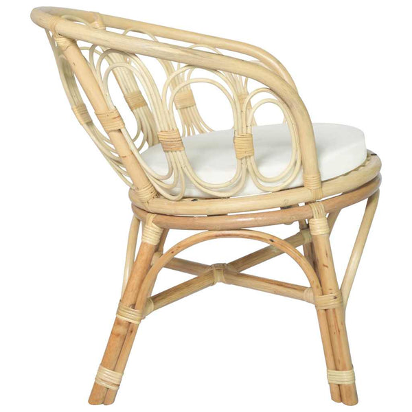 Esszimmerstuhl Rattan mit Leinenkissen